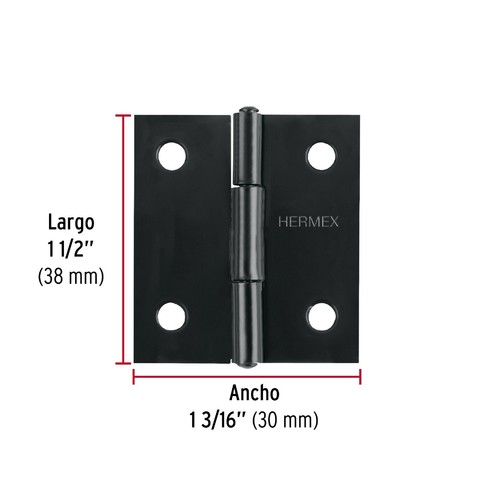 BISAGRA RECTANGULAR 1 1/2" NEGRA HERMEX BR-156 45633